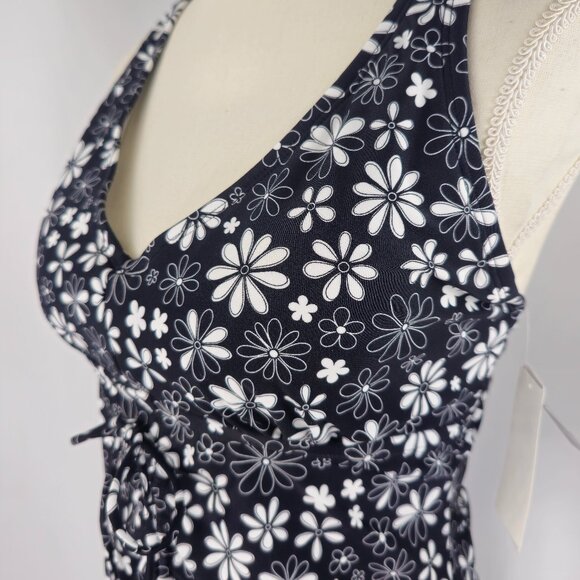 Salt + Cove Black Floral Daisy Print Tankini Top Juniors Plus Size 0 12/14 - Picture 4 of 14
